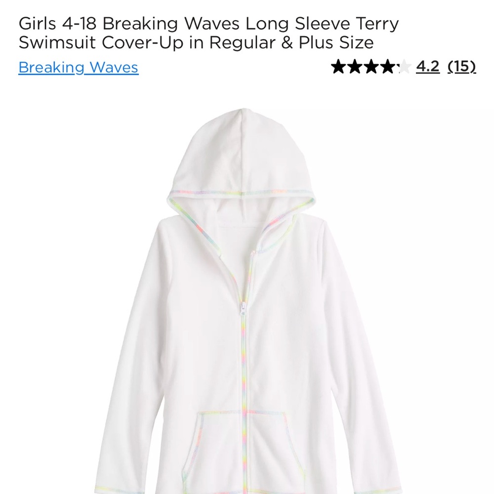 White Terry Swimsuit Cover-Up with Rainbow Trim